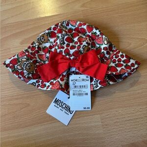Moschino Kids Hat with Red and White Strawberry Print